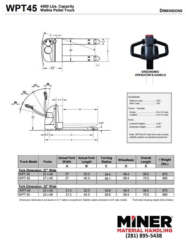 2021 Electric Big Joe WPT45 Pallet Jacks Manual New & Used
