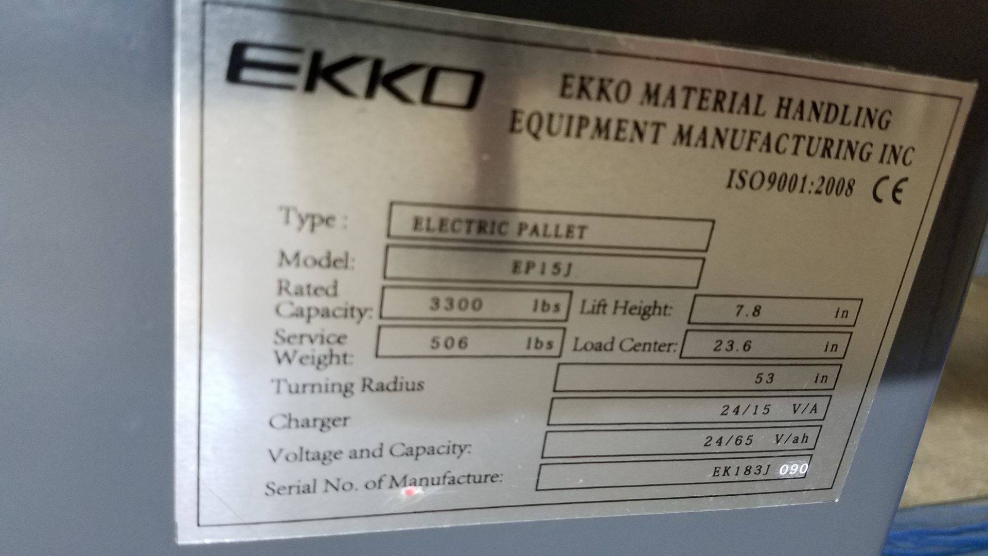 2019 EKKO Lifts EP15J Walkie Pallet Jack