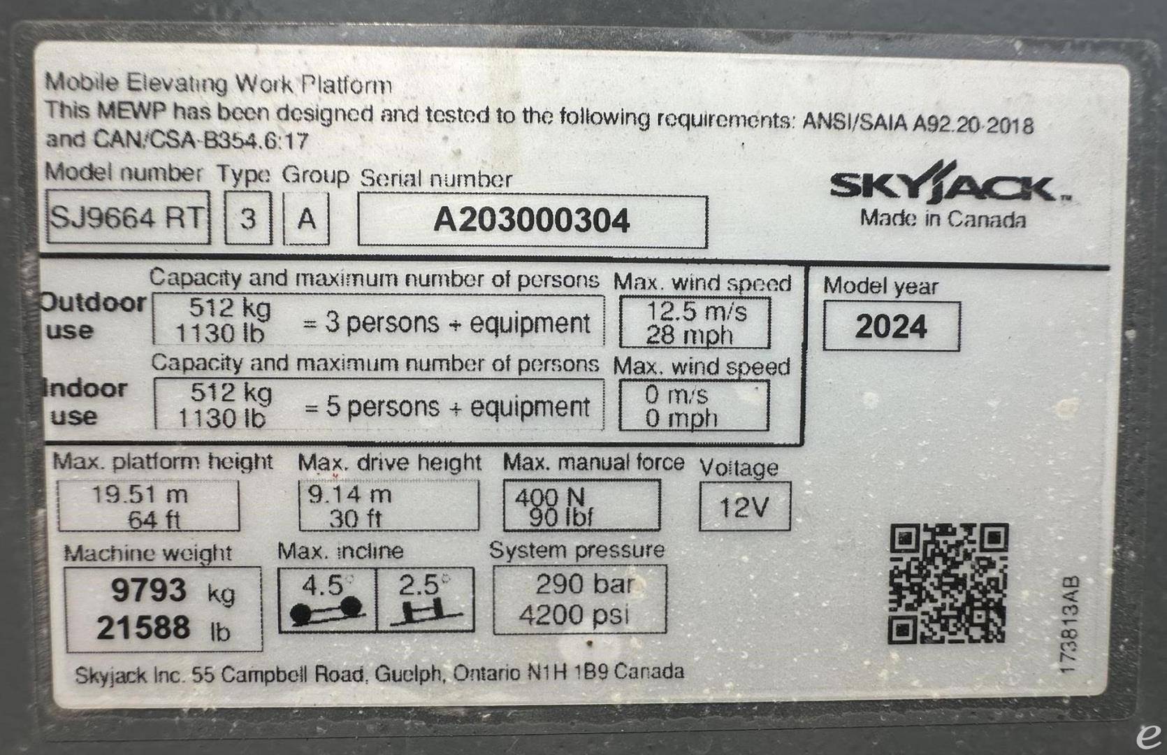 2024 Skyjack SJ9664RT