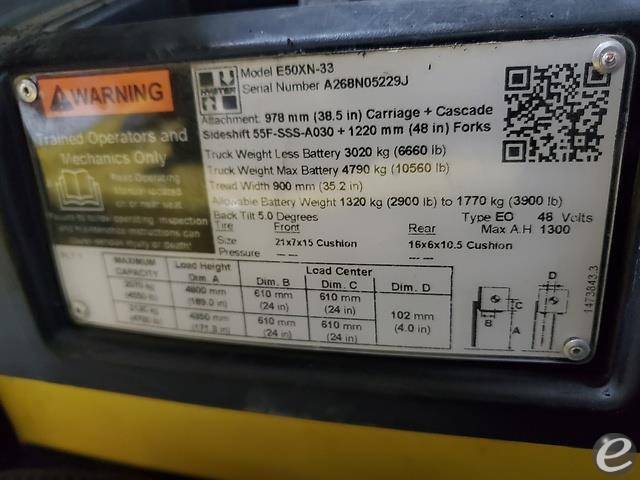 2011 Hyster E50XN Electric Forklift - 123Forklift