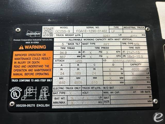 2021 Doosan GC25S-9 LP Gas Forklift - 123Forklift