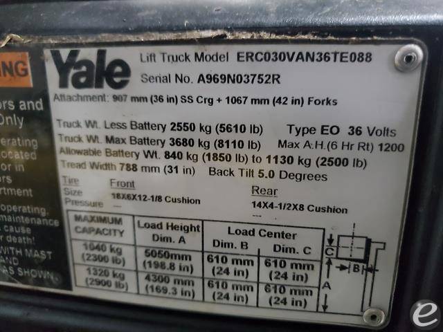 2017 Yale ERC030VA Electric Forklift - 123Forklift
