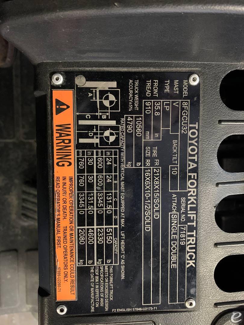 2019 Toyota 8FGCU32 LP Gas Forklift - 123Forklift
