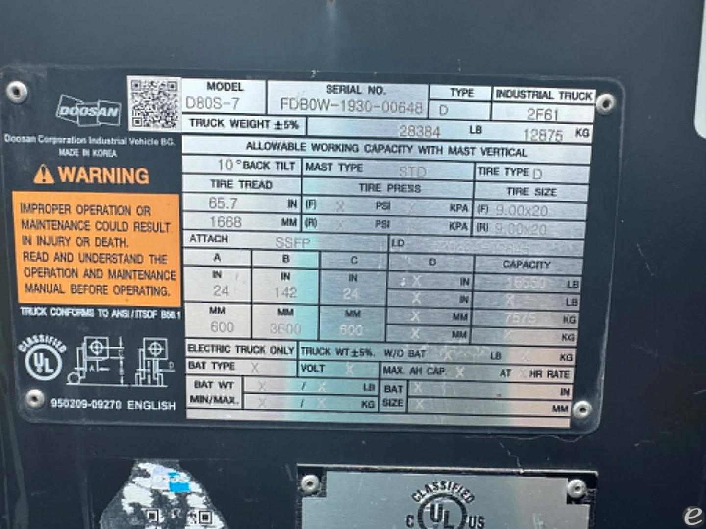 2020 Doosan D80S-7