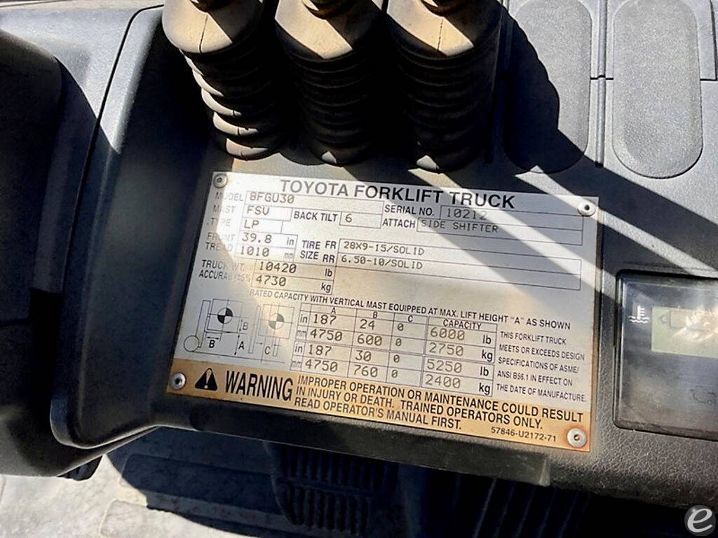 2007 Toyota 8FGU30 LP Gas Forklift - 123Forklift