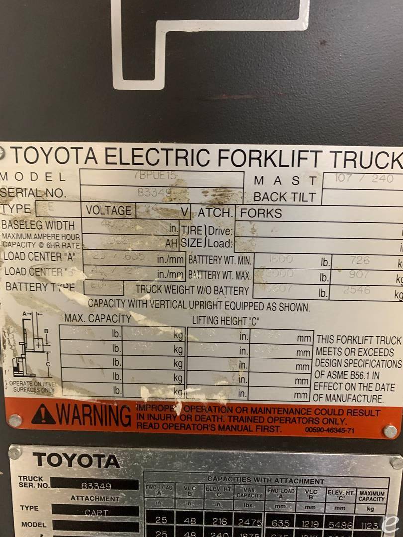 2012 Toyota 7BPUE15 Electric Order Picker - 123Forklift