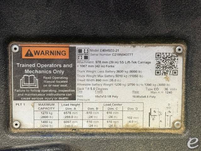2019 Hyster E40HSD3