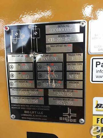 2021 Big Joe CB-22-157 Electric Forklift - 123Forklift