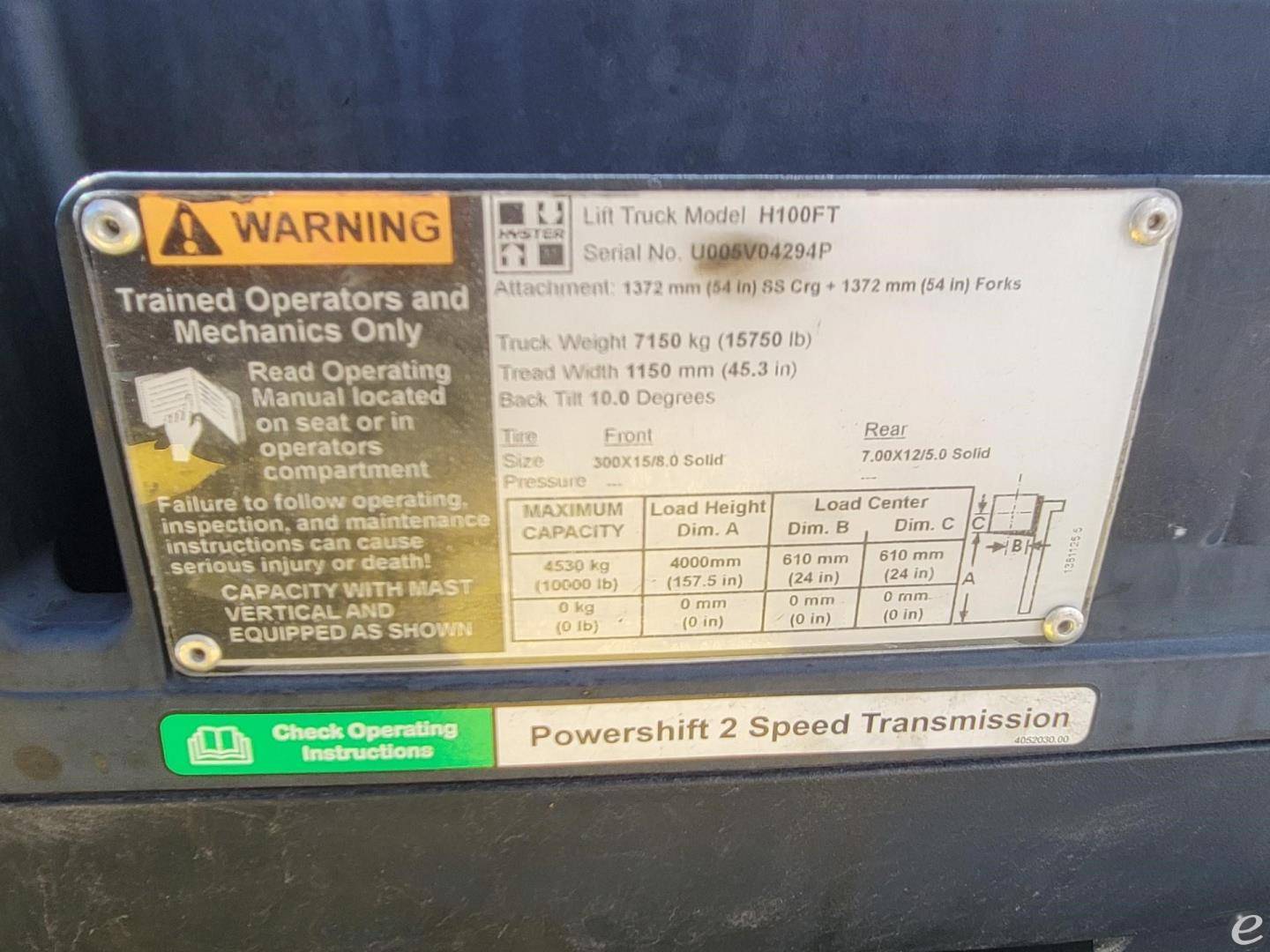 2016 Hyster H100FT