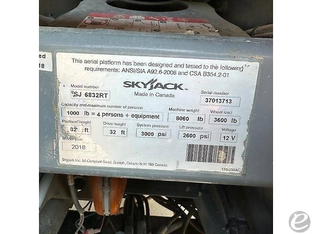 2018 Skyjack SJ-6832RT Diesel Scissor Lift - 123Forklift