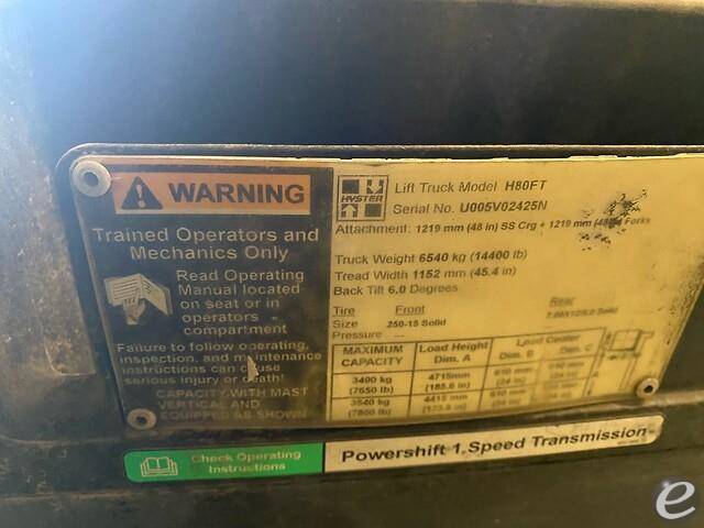 2015 Hyster H80FT Diesel Forklift - 123Forklift