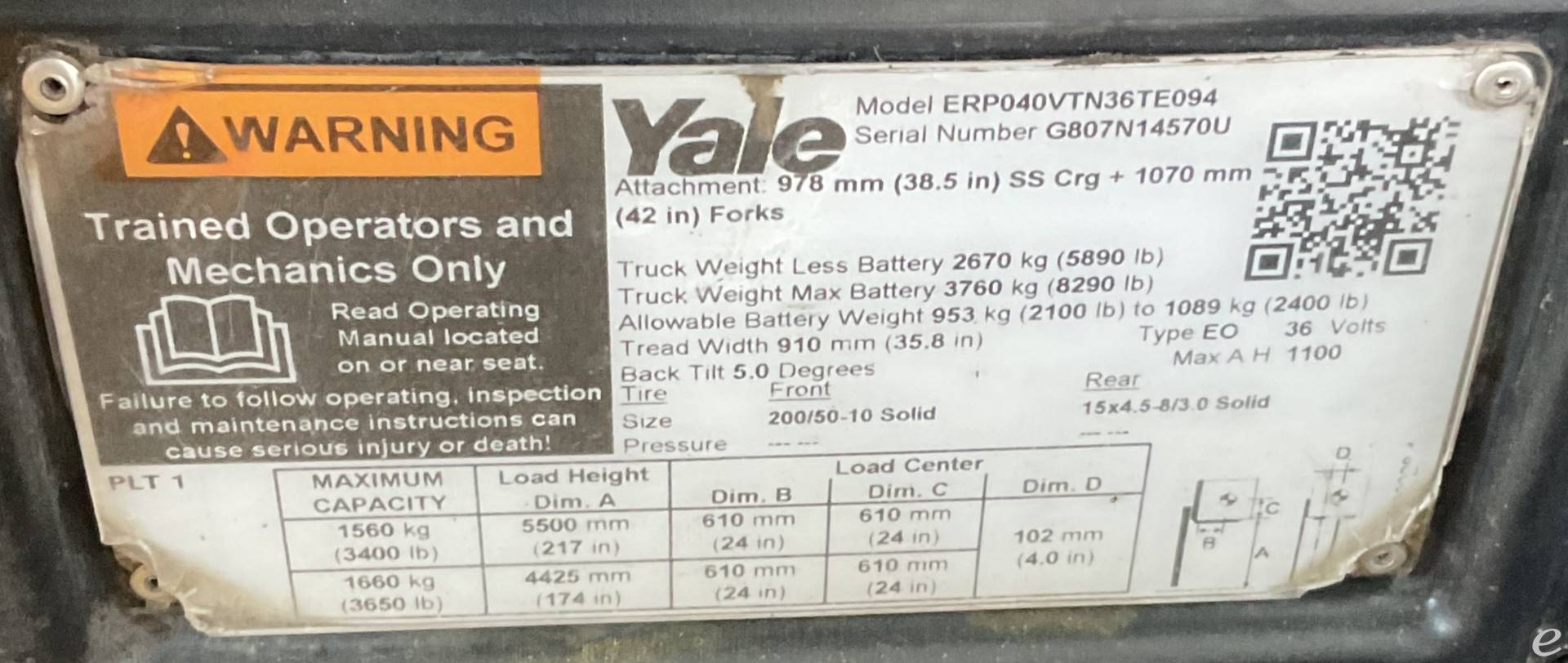 2020 Yale ERP040VT