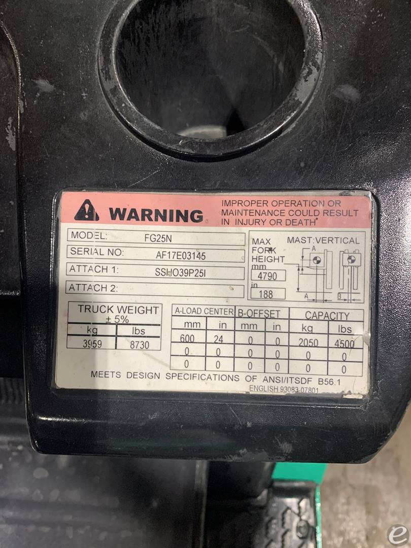 2017 Mitsubishi FG25N5 LP Gas Forkl...