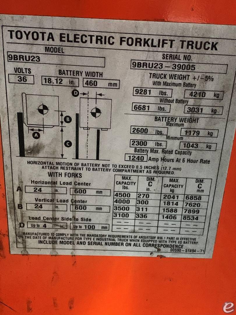 2018 Toyota 9BRU23 Electric Reach Truck - 123Forklift