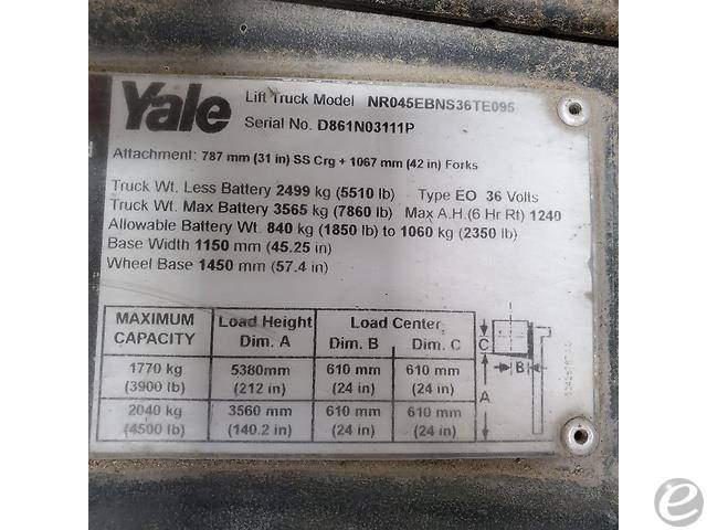 2016 Yale NR045EB Electric Reach Truck - 123Forklift