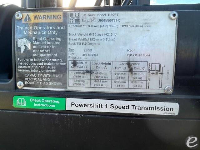 2017 Hyster H80FT LP Gas Forklift - 123Forklift