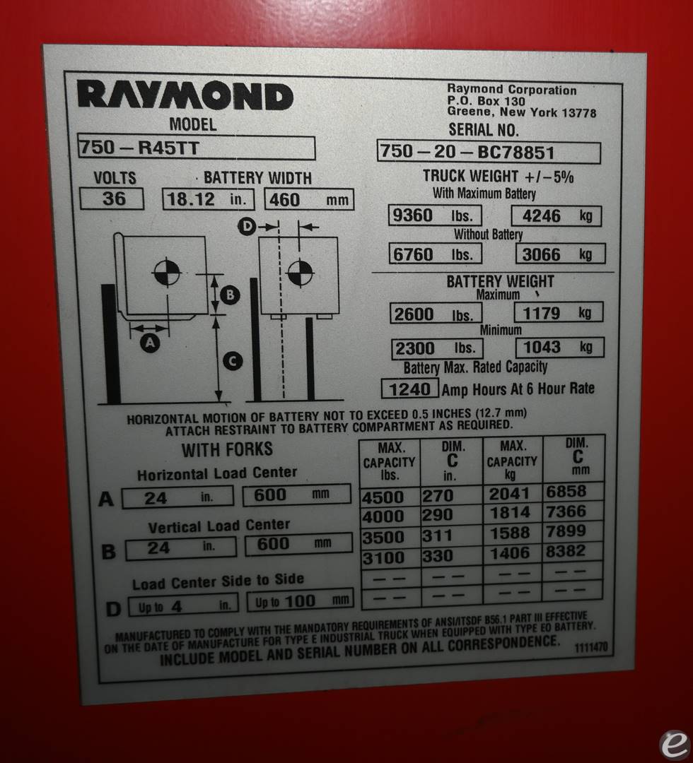 2020 Raymond 750-R45TT