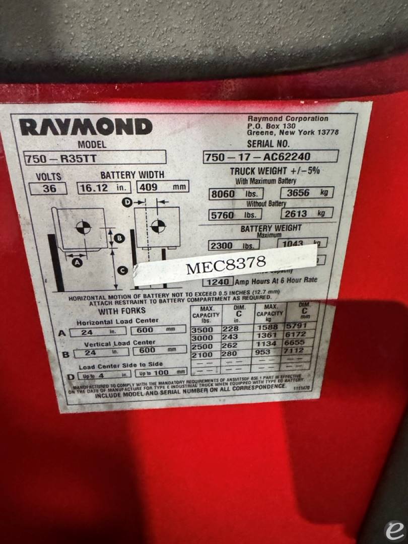 2017 Raymond 750-R35TT