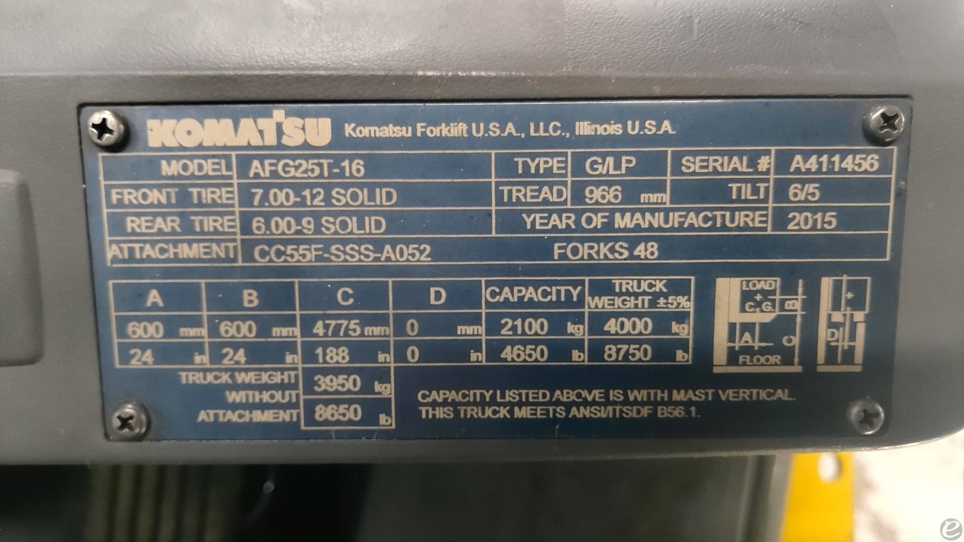 2015 Komatsu FG25T-16 Dual Fuel Forklift - 123Forklift