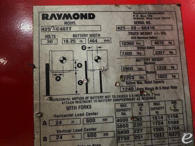 2020 Raymond 425C40TT