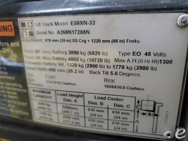 2015 Hyster E50XN Electric Forklift - 123Forklift