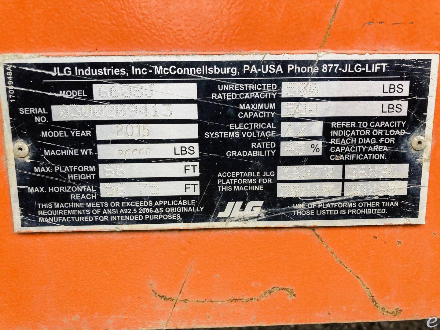 2015 JLG 660SJ