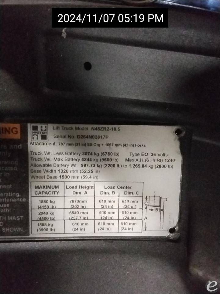 2016 Hyster N45ZR2