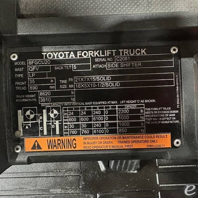 2020 Toyota 8FGCU20