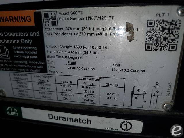 2019 Hyster S60FT LP Gas Forklift - 123Forklift