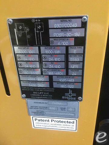 2021 Big Joe PDSR30-189 Electric Fo...