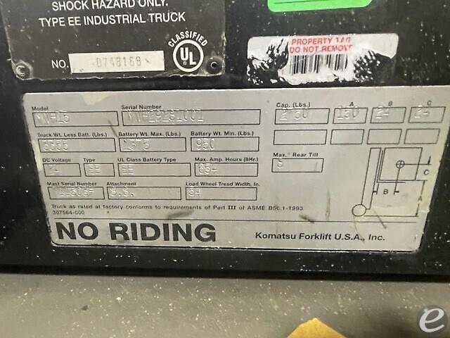 2009 Komatsu MWH15-EE Electric Forklift - 123Forklift