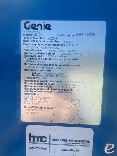 2017 Genie GR-20