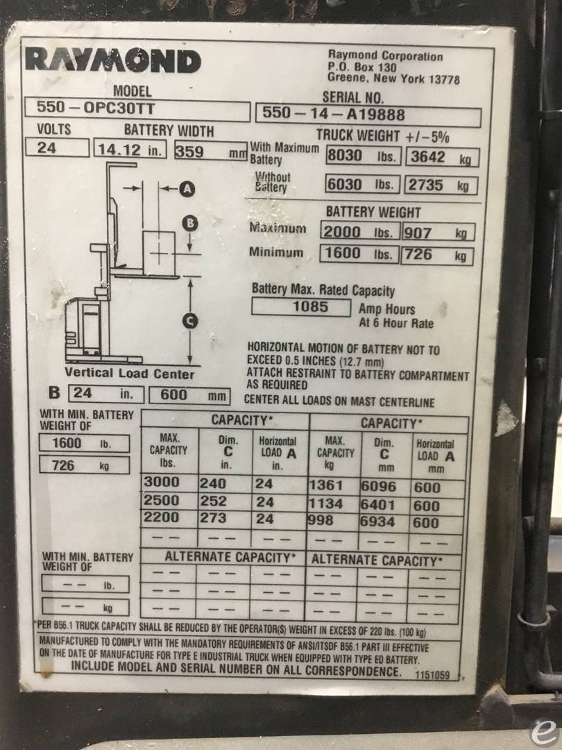 2014 Raymond 550-OPC30TT