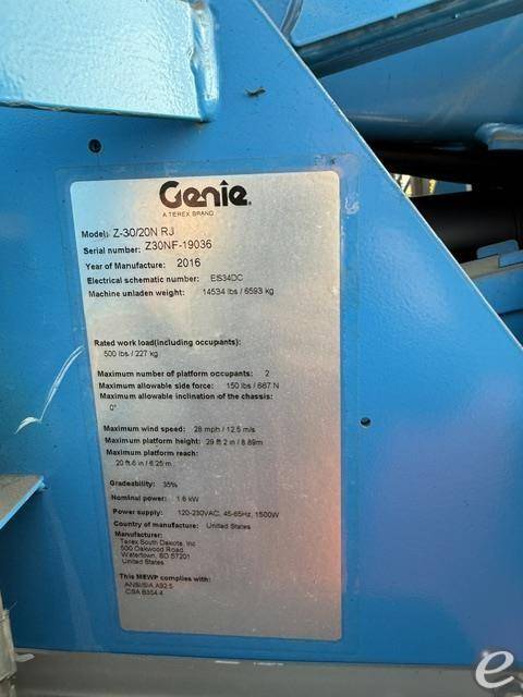 2016 Genie Z30/20N RJ