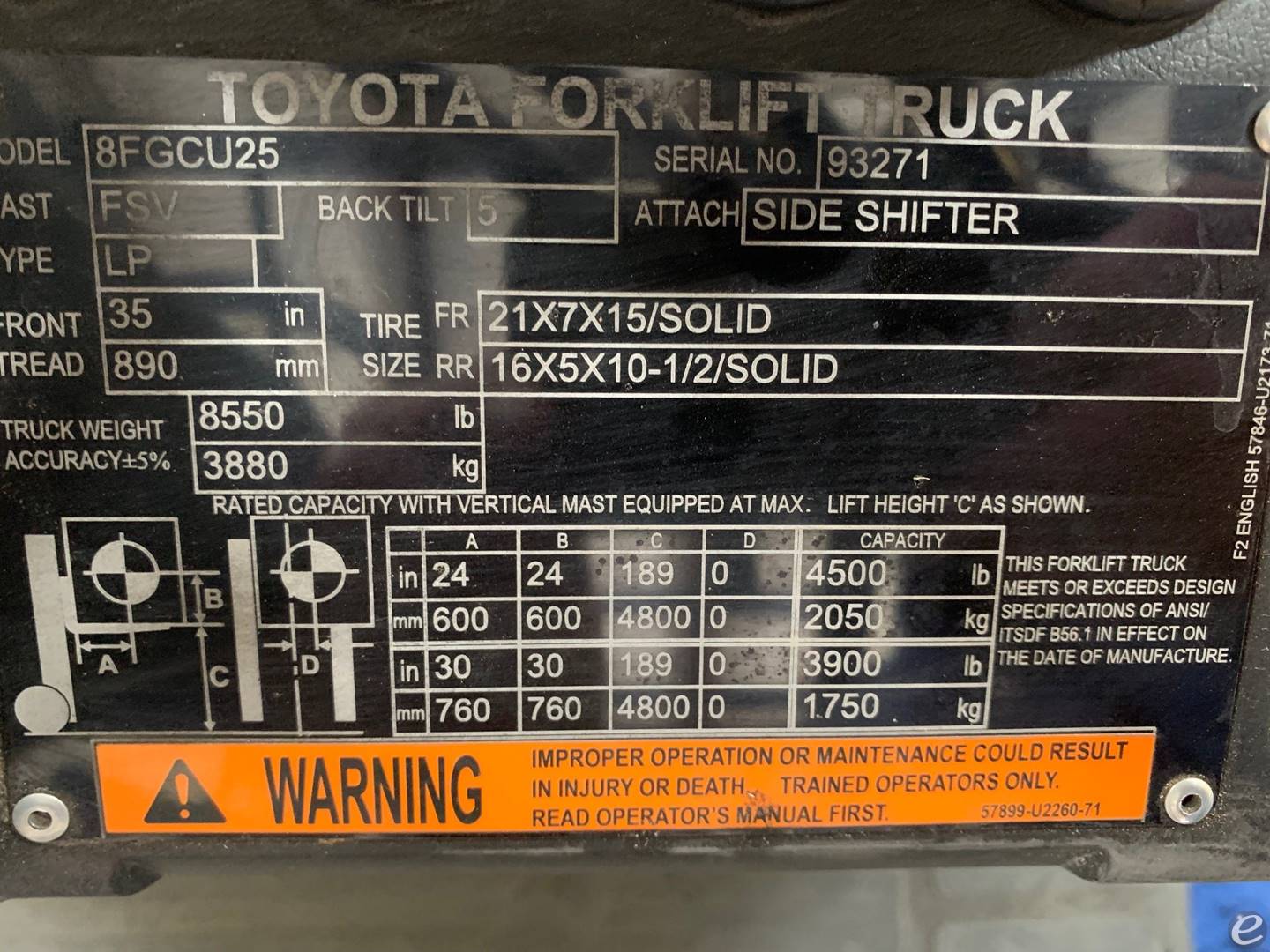 2018 Toyota 8FGCU25