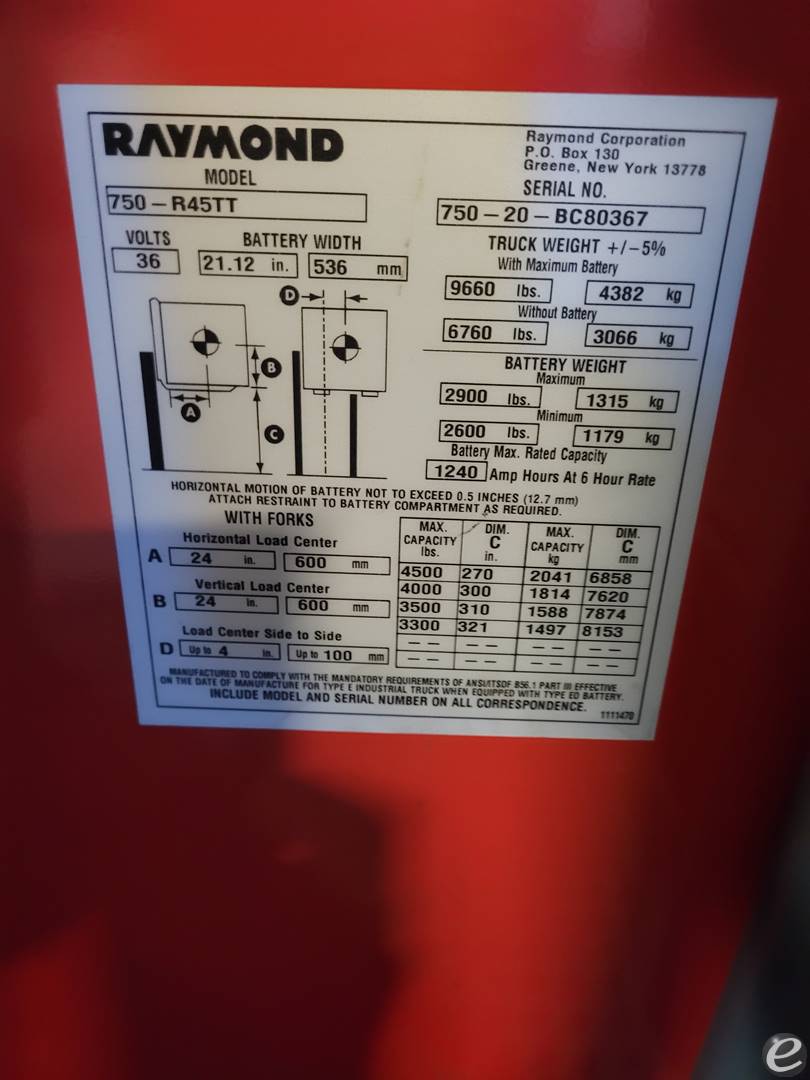 2020 Raymond 750-R45TT