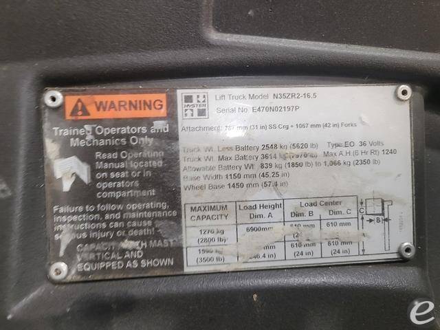 2016 Hyster N35ZR2 Electric Reach Truck - 123Forklift