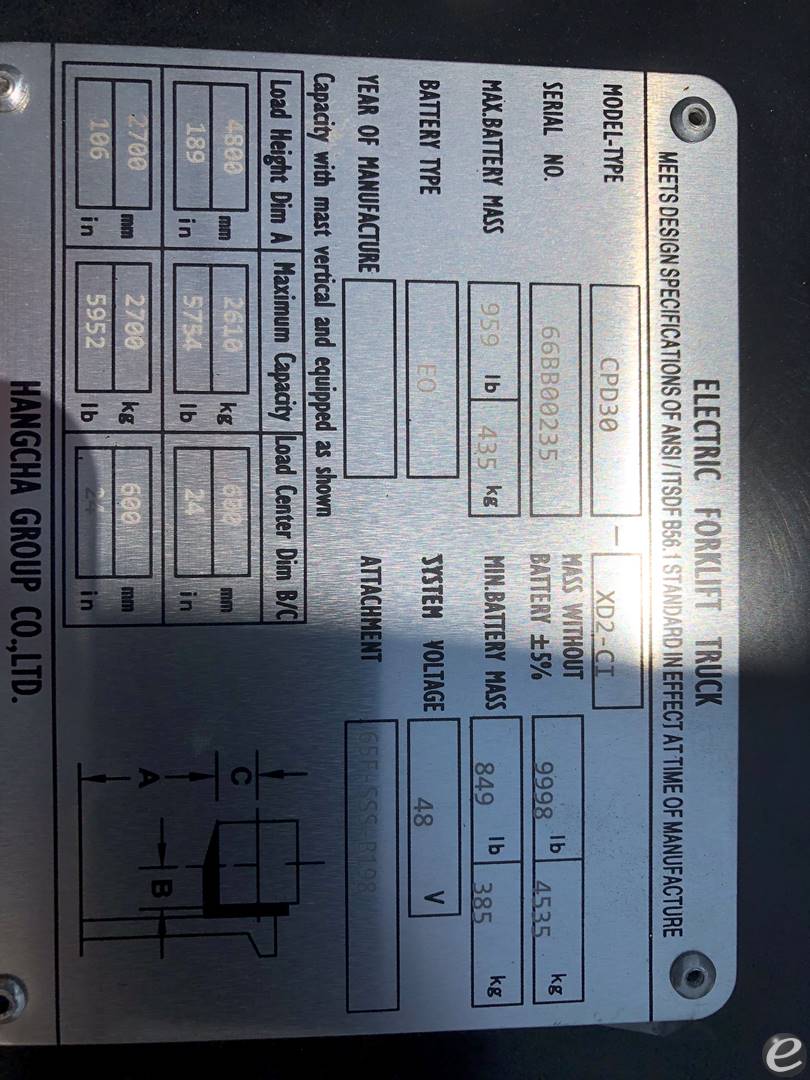 2025 Hangcha FB30CLi