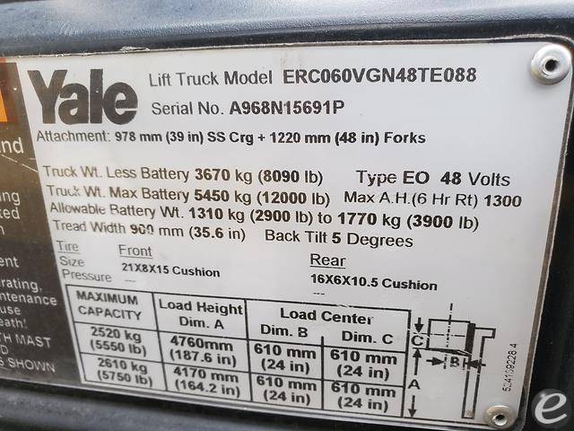 2016 Yale ERC060VG Electric Forklift - 123Forklift
