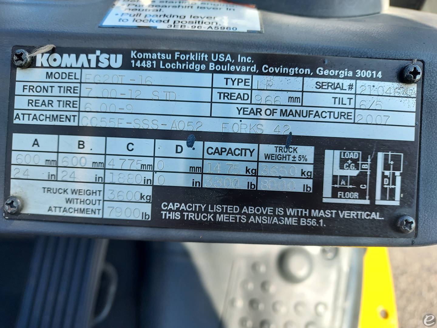 2006 Komatsu FG20T-16 LP Gas Forkli...