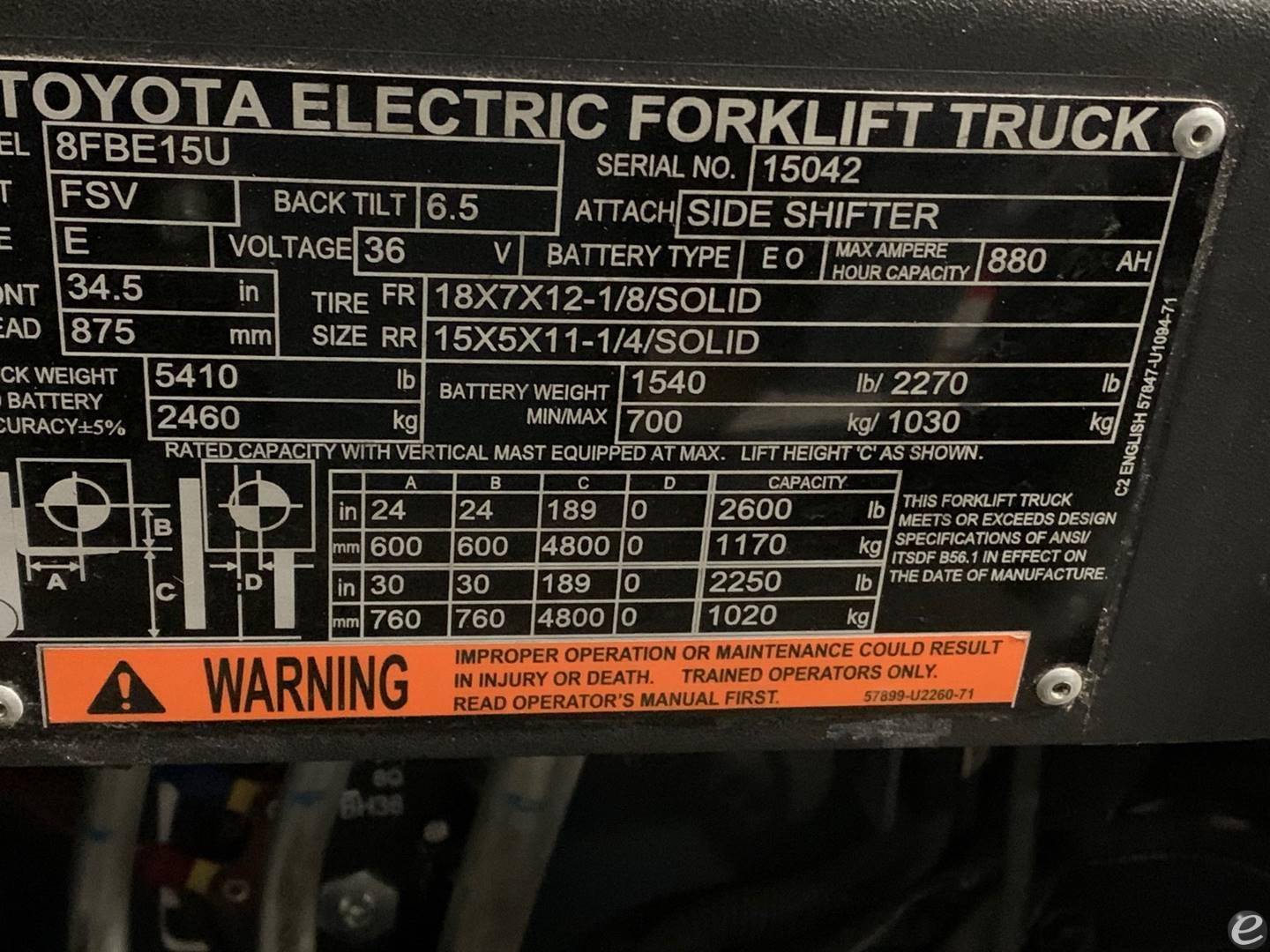 2018 Toyota 8FBE15U Electric Forklift - 123Forklift