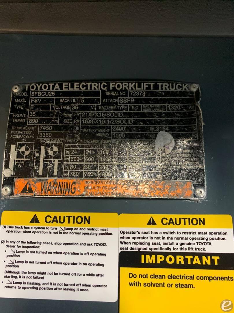 2016 Toyota 8FBCU25 Electric Forklift - 123Forklift