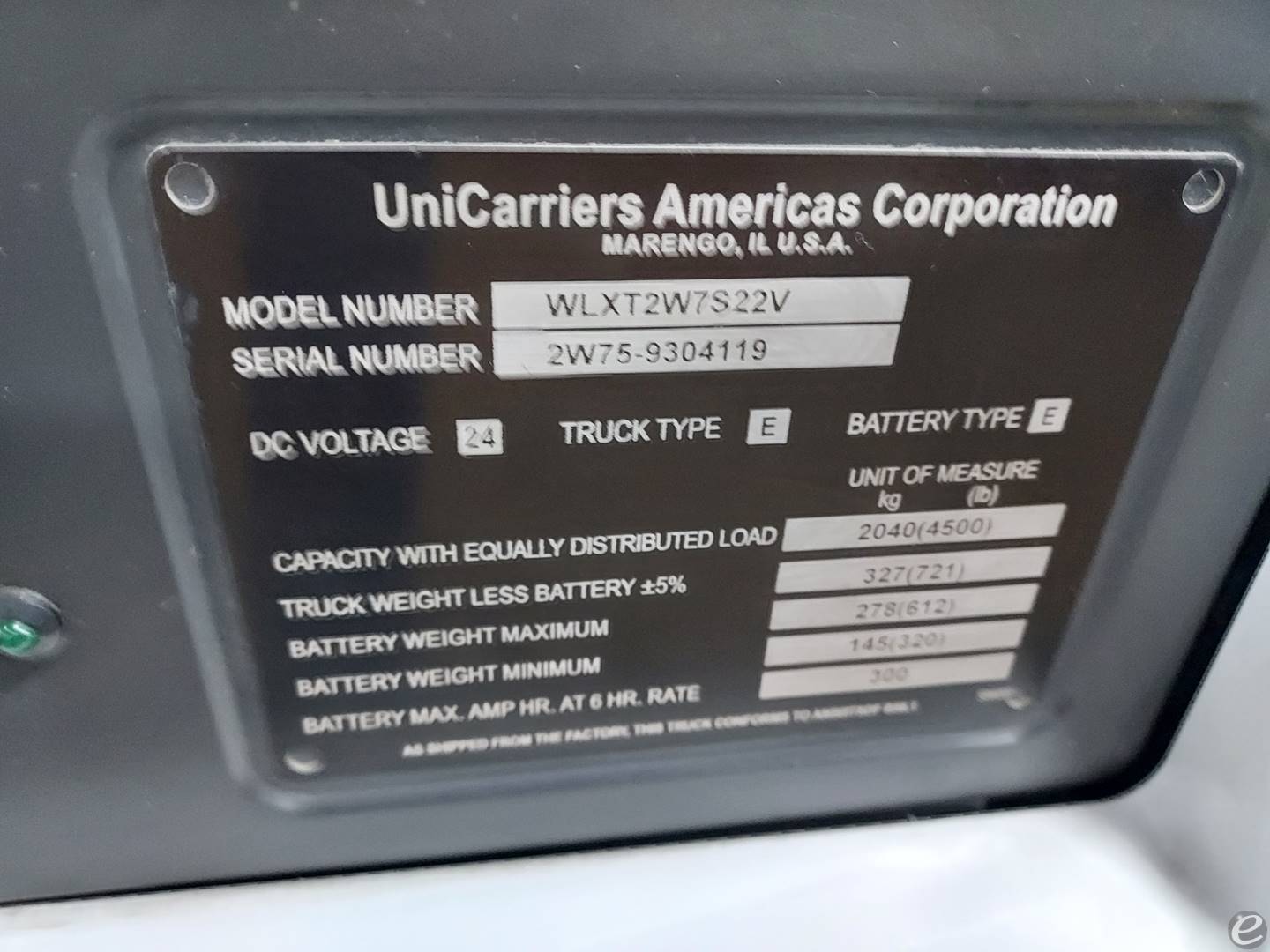 2020 Unicarriers WLX45S Electric Forklift - 123Forklift