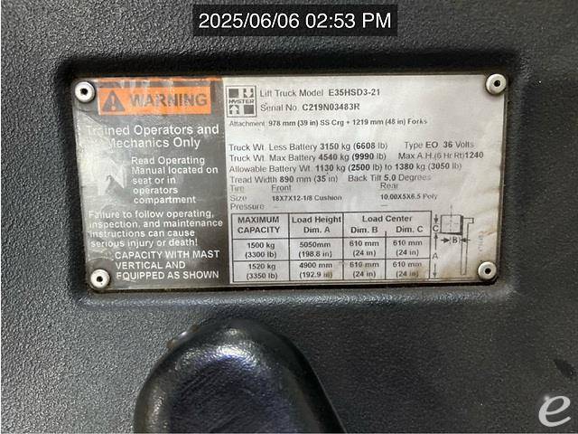 2017 Hyster E35HSD3