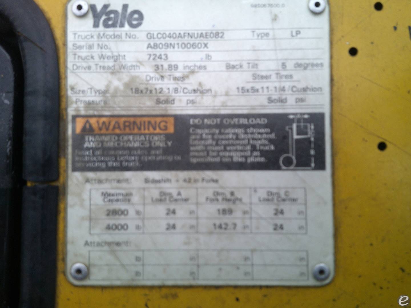 2000 Yale GLC040AFNUAE082 LP Gas Forklift - 123Forklift