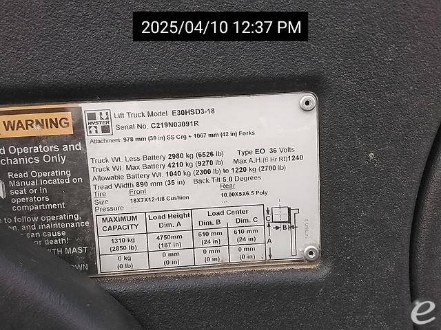 2017 Hyster E30HSD3