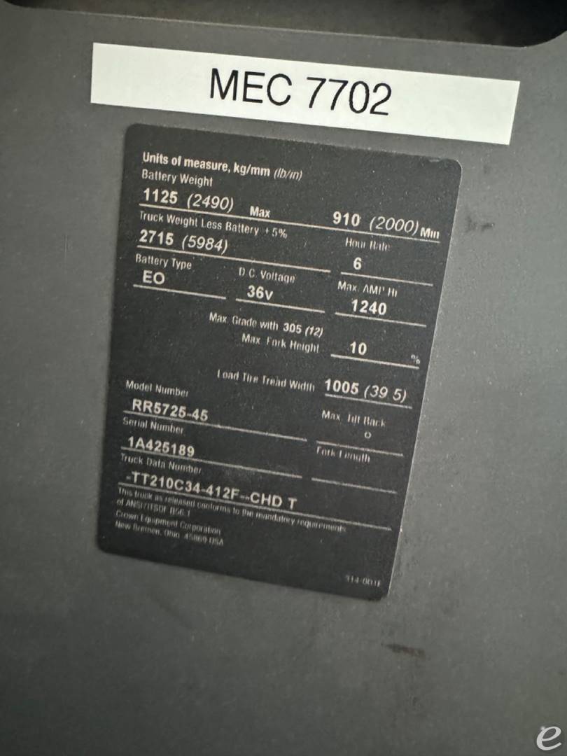 2008 Crown RR5725-45 Electric Reach Truck - 123Forklift