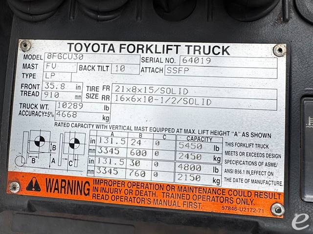 2015 Toyota 8FGCU30