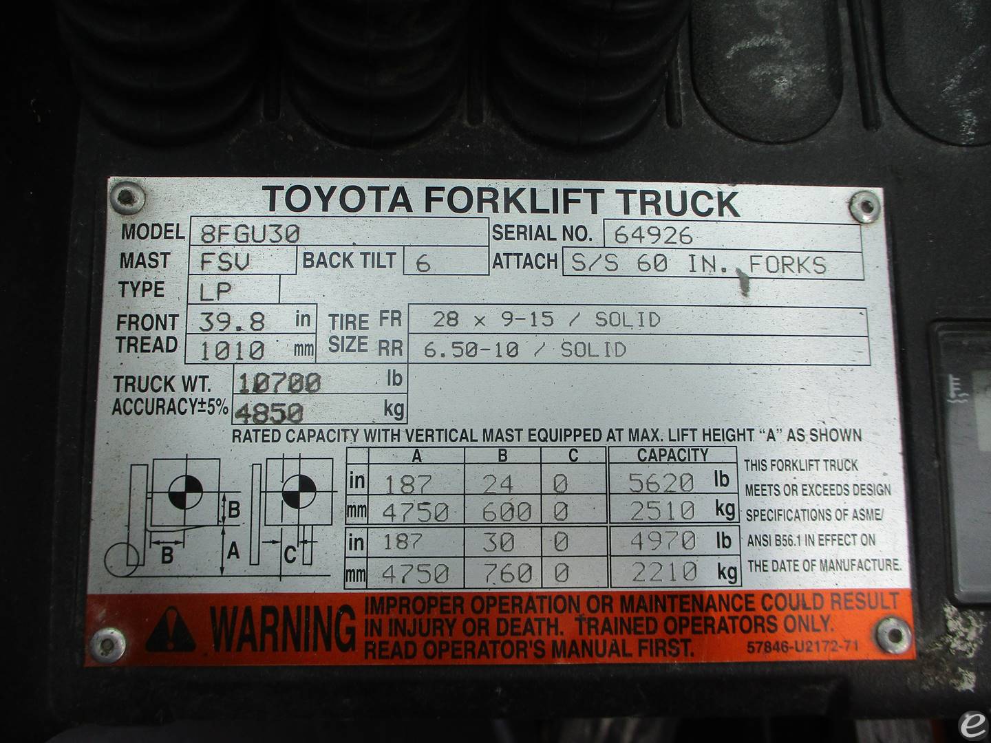 2018 Toyota 8FGU30 Pneumatic Tire Forklift - 123Forklift