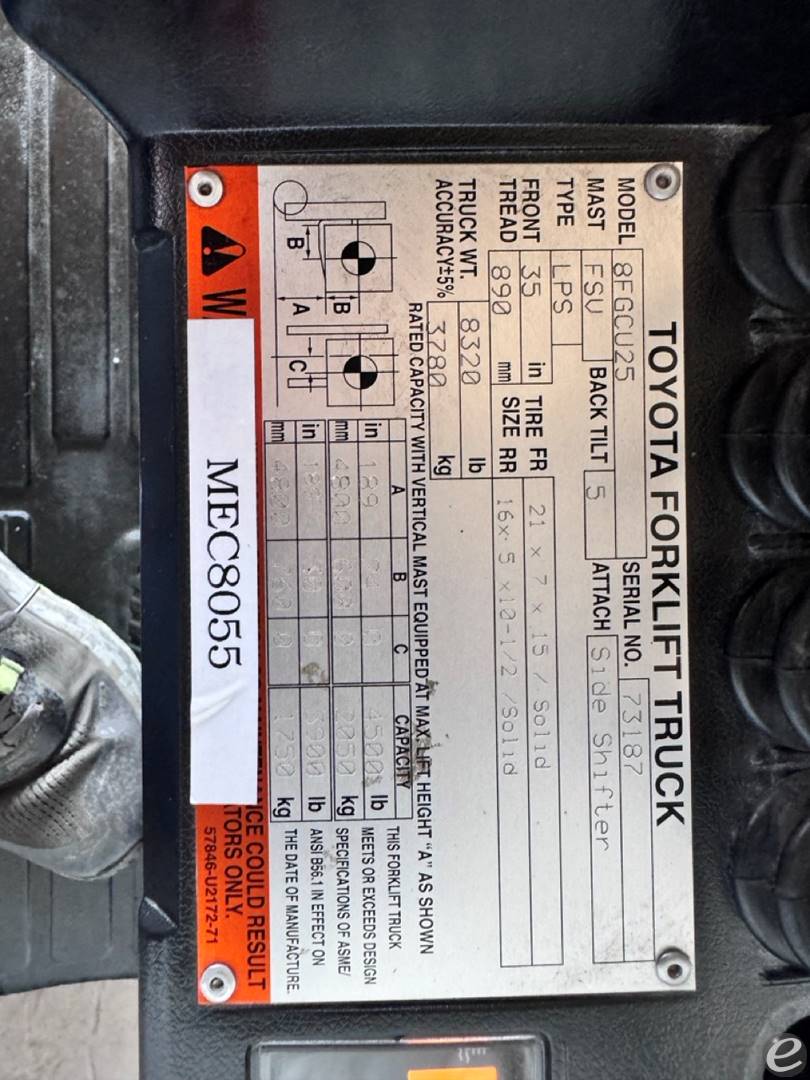 2015 Toyota 8FGCU25 LP Gas Forklift - 123Forklift